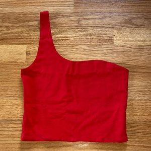 red one shoulder sleeveless cotton on top